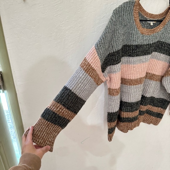 C&C California Crew Neck Sweater Womens Marl Striped Canyon 2X - Picture 6 of 7